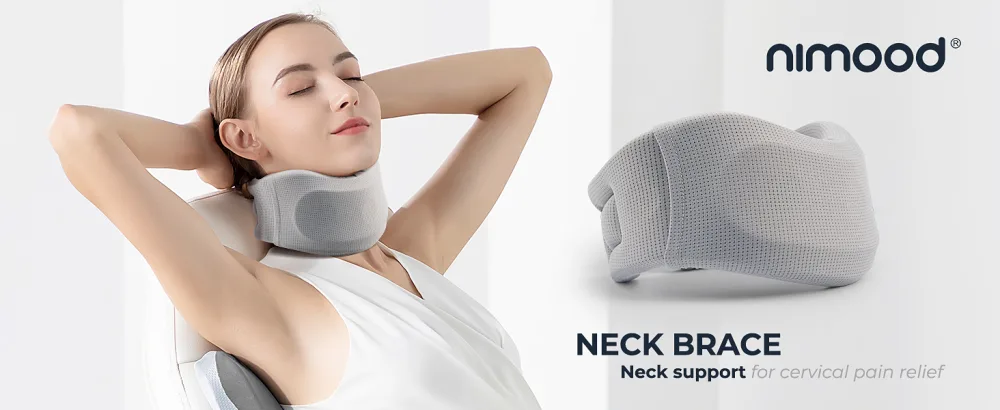 Neck Brace -Foam Cervical Collar - Soft Neck Support Relieves Pain & Pressure in Spine - Wraps Aligns Stabilizes Vertebrae - Can Be Used During Sleep (Comfort Gray Medium) - product information 1