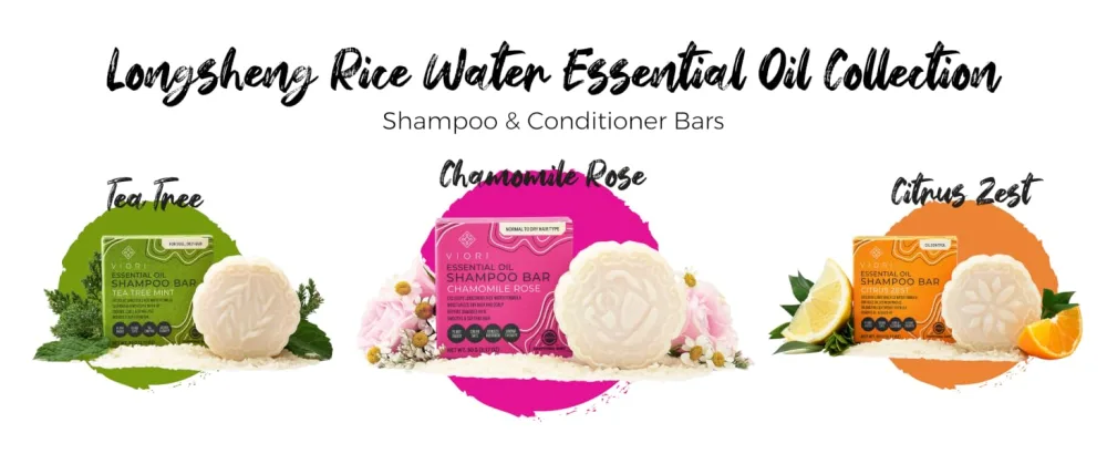 Viori Tea Tree Mint Essential Oil Shampoo Bar Made with Rice Water - Handcrafted All Natural Shampoo Bars - Sulfate Free Shampoo - Longsheng Rice Water Essential Oil Collection