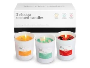 Chakra Candle Box Set of 7 with Crystals Inside | for Aromatherapy Meditation Yoga Reiki and Mindfulness | Gift Box Candles - 3 chakra candle set with crystals