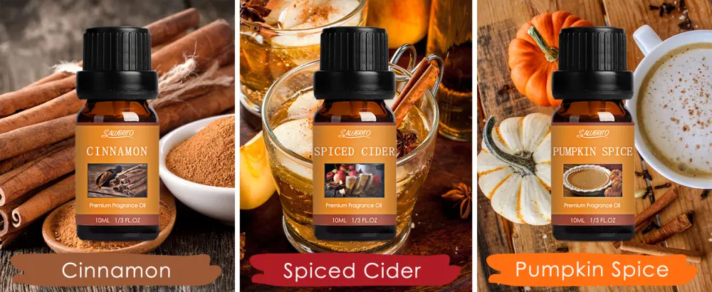SALUBRITO Fall Fragrance Oils Set Autumn Essential Oil for Diffuser Candle Making Aromatherapy Oils Gift - Cinnamon Pumpkin Spice Vanilla Snickerdoodle Spiced Cider Nutmeg 6x10ml - product information 3