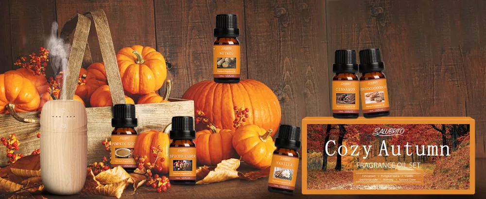 SALUBRITO Fall Fragrance Oils Set Autumn Essential Oil for Diffuser Candle Making Aromatherapy Oils Gift - Cinnamon Pumpkin Spice Vanilla Snickerdoodle Spiced Cider Nutmeg 6x10ml - product information 4