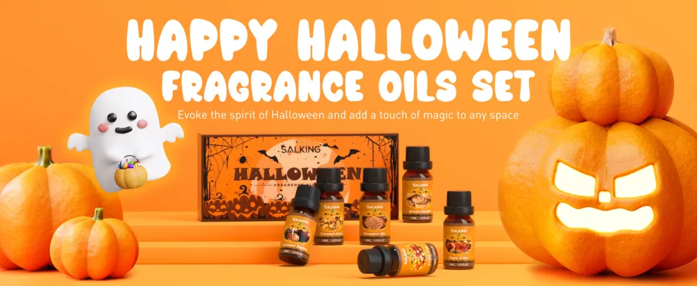SALKING Halloween Fragrance Oils Premium Essential Oils for Diffuser Scented Oils Gift Set for Soap Candle Making - Pumpkin Pie Caramel Apples Candy Corn Snickerdoodle Caramel Corn Apple Cider - product information 1