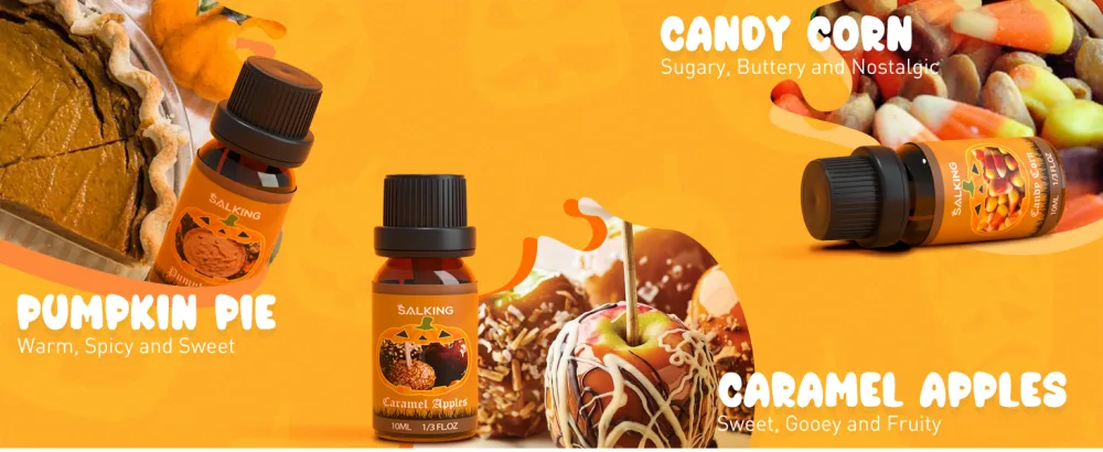 SALKING Halloween Fragrance Oils Premium Essential Oils for Diffuser Scented Oils Gift Set for Soap Candle Making - Pumpkin Pie Caramel Apples Candy Corn Snickerdoodle Caramel Corn Apple Cider - product information 2