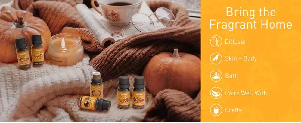SALKING Halloween Fragrance Oils Premium Essential Oils for Diffuser Scented Oils Gift Set for Soap Candle Making - Pumpkin Pie Caramel Apples Candy Corn Snickerdoodle Caramel Corn Apple Cider - product information 6