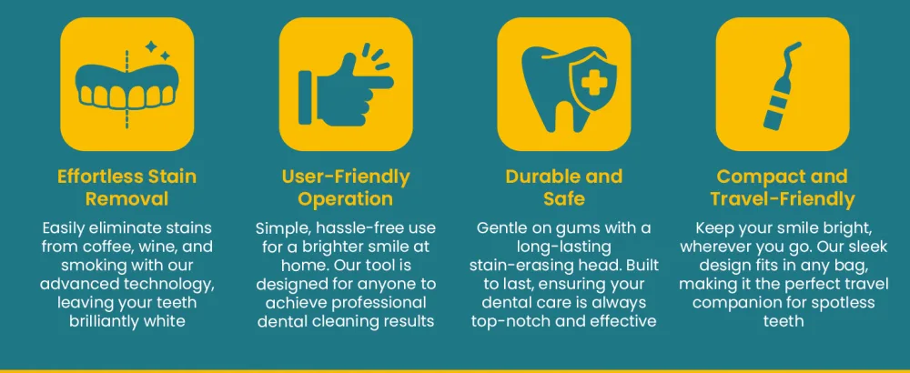 Pearlie White Lighted Tooth Stain Eraser - Professional-grade dental stain eraser for plaque, discoloration removal at home