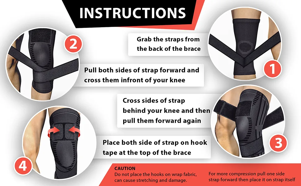 Pure Support Knee Brace, Compression Sleeve for Running, Arthritis Pain, Sports Large Black/Straps - knee brace sleeve support