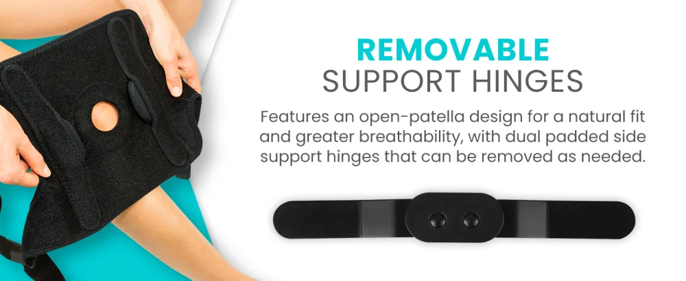 Vive Hinged Knee Brace - Relieves ACL MCL Meniscus Tear - Lightweight Comfortable Breathable Open Patella Wrap with Side Stabilizers - for Women & Men - Adjustable Strap for Tendonitis Small - Removable Support Hinges