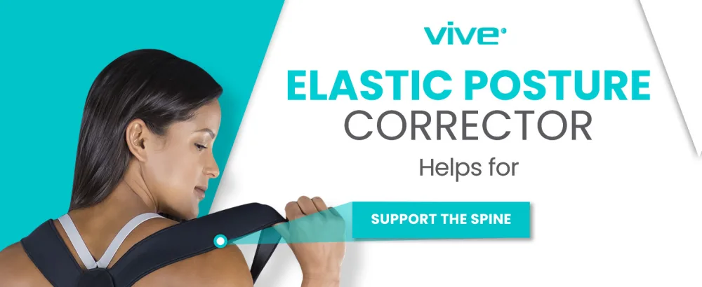 Vive Posture Corrector for Women & Men - Upper Back Brace for Kyphosis - Pain Relief for Neck & Shoulder - Adjustable Clavicle Support with Strap - Straightener for Rounded & Hunchback (Universal) - Elastic Posture Corrector
