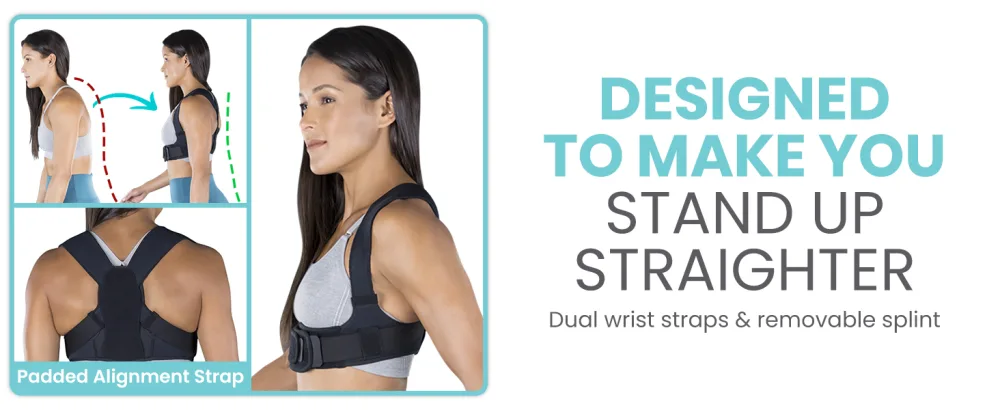 Vive Posture Corrector for Women & Men - Upper Back Brace for Kyphosis - Pain Relief for Neck & Shoulder - Adjustable Clavicle Support with Strap - Straightener for Rounded & Hunchback (Universal) - Elastic Posture Corrector