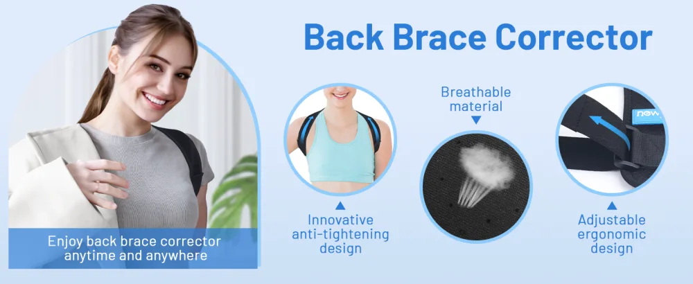 NEWGO Posture Corrector Back Brace for Women Men Adjustable Straightener Posture Corrector for Mid Upper Spine Support and Pain Relief - Breathable Brace - posture corrector