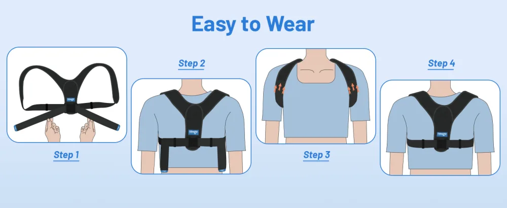 NEWGO Posture Corrector Back Brace for Women Men Adjustable Straightener Posture Corrector for Mid Upper Spine Support and Pain Relief - Breathable Brace - posture corrector