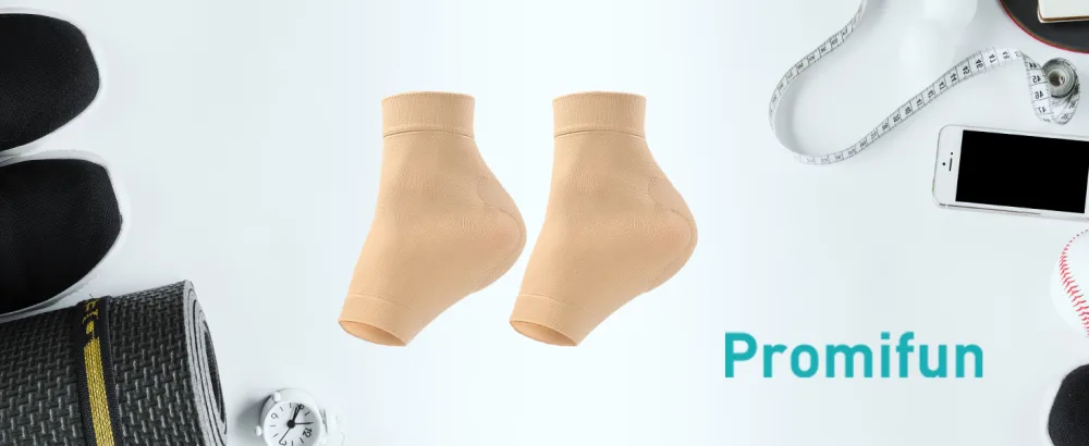 Achilles Tendon Heel Protector Compression Padded Sleeve Socks Premium Gel Heel Socks for Haglunds Bump Bursitis Tendonitis & Tenderness - 1 Pair - (Beige) - S - SOCKS
