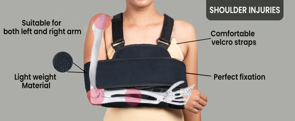 Arm Sling Shoulder Brace - Best Fully Adjustable Rotator Cuff and Elbow Support - Includes Immobilizer Band for Quick Recovery - for Men and Women - humerus model bicep belt shoulder brace arm brace child sling collarbone support