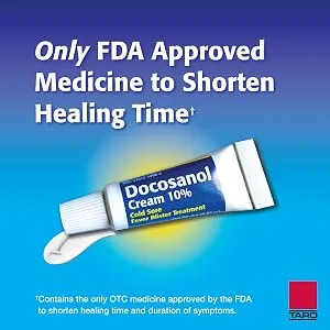 TARO Cold Sore/Fever Blister Treatment - Docosanol 10% Cream (0.07 oz - 1 Tube) - cold sore