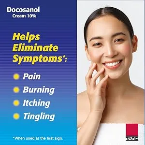 TARO Cold Sore/Fever Blister Treatment - Docosanol 10% Cream (0.07 oz - 1 Tube) - cold sore