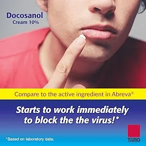 TARO Cold Sore/Fever Blister Treatment - Docosanol 10% Cream (0.07 oz - 1 Tube) - cold sore