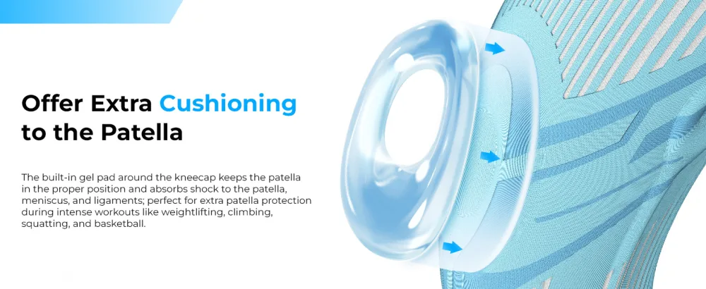 Welnove Knee Brace Sleeves - Compression Knee Support with Side Stabilizers & Patella Gel Pad for Workout Joint Pain Runner Climbing - (Blue L) Blue Large - Knee Brace