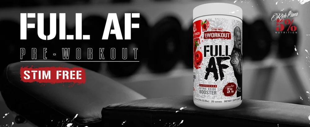 5% Nutrition Full AF Pre-Workout | Stim-Free with Massive Pumps | L-Citrulline L-Taurine Nitrosigine GlycerSize |13.4oz (Beach Blast) - Full Af- product image