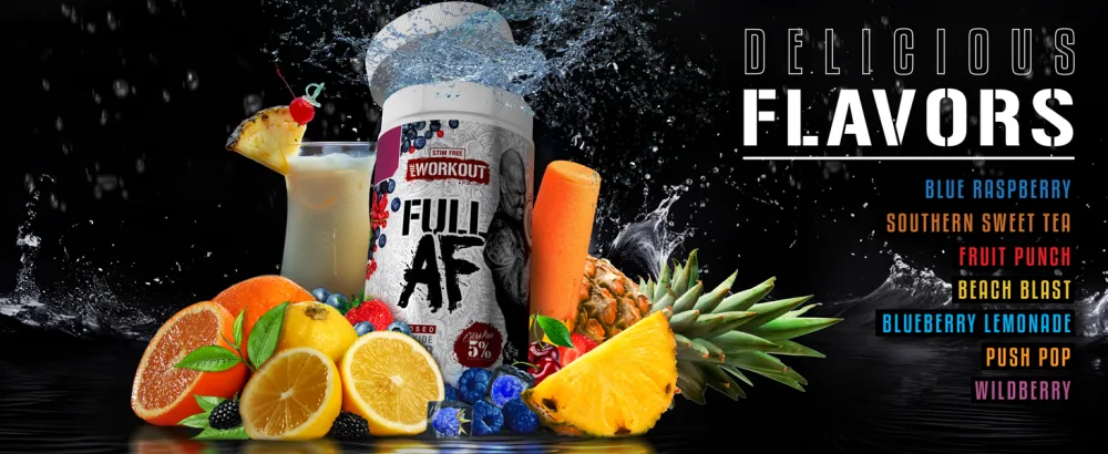 5% Nutrition Full AF Pre-Workout | Stim-Free with Massive Pumps | L-Citrulline L-Taurine Nitrosigine GlycerSize |13.4oz (Beach Blast) - product-flavors