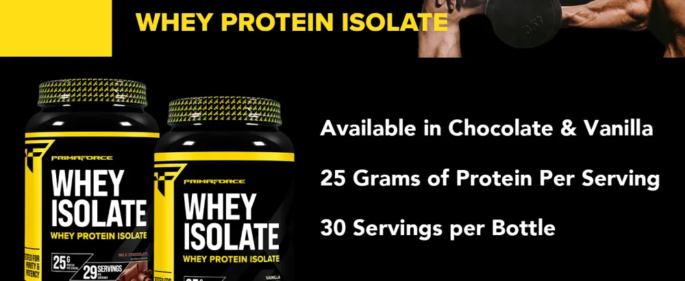 Primaforce Whey Protein Isolate Powder (Chocolate 2 lbs) - Non-GMO Gluten Free - Whey Protein Isolate
