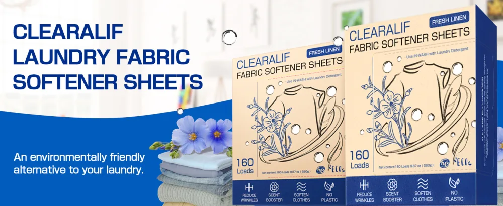 CLEARALIF laundry Fabric Softener Sheets Fresh Linen Scent 160 Loads Eco Friendly Great For Travel Apartments Dorms. - Fabric softener sheets