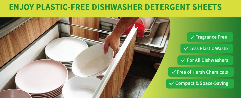 Eco-Friendly Dishwasher Detergent Sheets-Fragrance Free | Natural Dishwasher Detergent Cuts Grease & Rinses Clean for Sparkling Dishes | Plastic Free - 100 Loads - dishwasher detergent