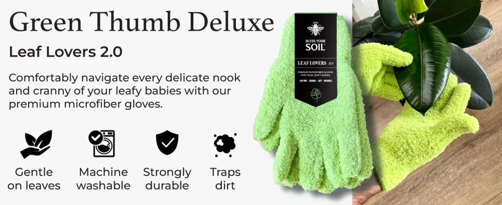Microfiber Dusting Gloves for Plants : Premium Gentle Traps Dust Washable Lint Free : Use with Big Leaf Energy ready-to-use spray for houseplants - microfiber dusting gloves for plants