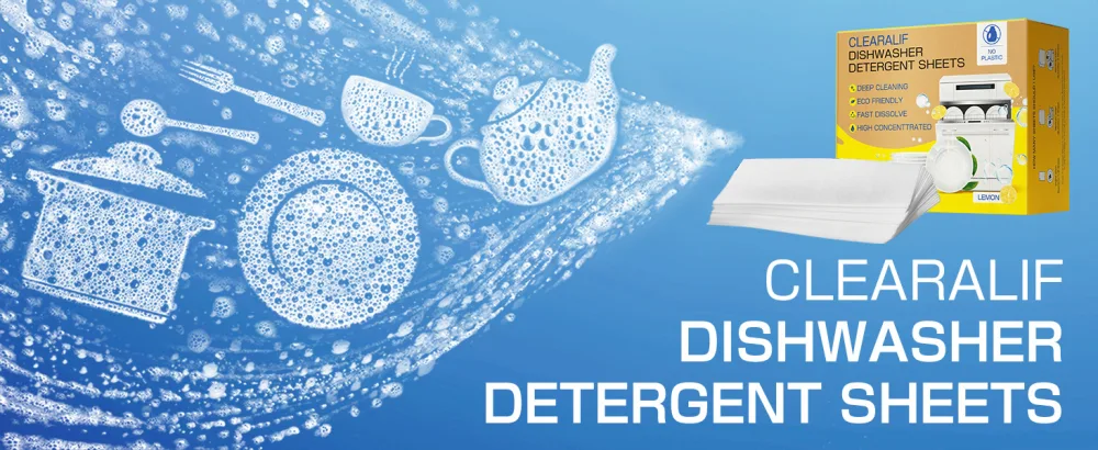 CLEARALIF Dishwasher Detergent Sheets Lemon Scent Up To 160 Loads Eco Dishwashing Soap Strips for in Dishwasher or Sink - dishwasher detergent sheets
