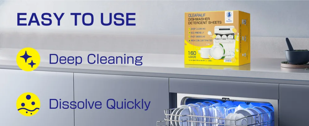 CLEARALIF Dishwasher Detergent Sheets Lemon Scent Up To 160 Loads Eco Dishwashing Soap Strips for in Dishwasher or Sink - dishwasher detergent sheets
