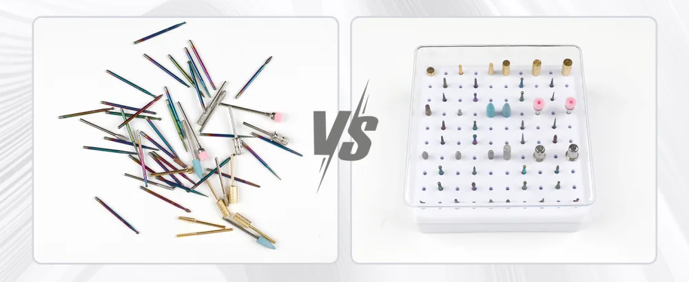 Nail Drill Bits Holder & Nail Drill Bits Cleaning Brush 100 Holes Nail Bit Holder Dustproof Nail Art Drill Bits Display Storage Box Nail Drill Bit Holder for Nail Tech (White) - 100 HOLES Nail Drill Bits Holder