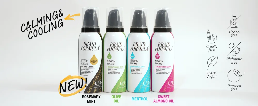 EBIN NEW YORK Braid Formula Setting Mousse (2.7 oz Rosemary Mint + Biotin) - SettingMousse