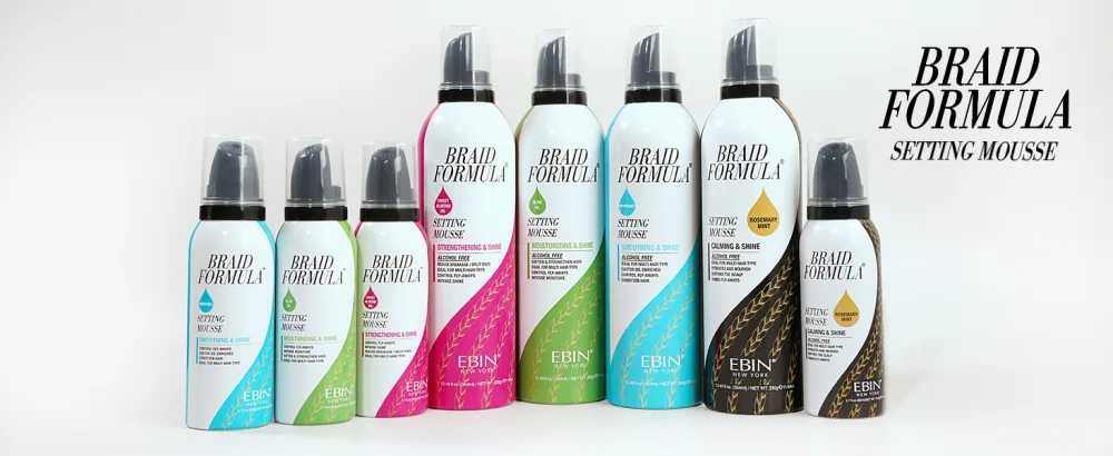 EBIN NEW YORK Braid Formula Setting Mousse (2.7 oz Rosemary Mint + Biotin) - SettingMousse