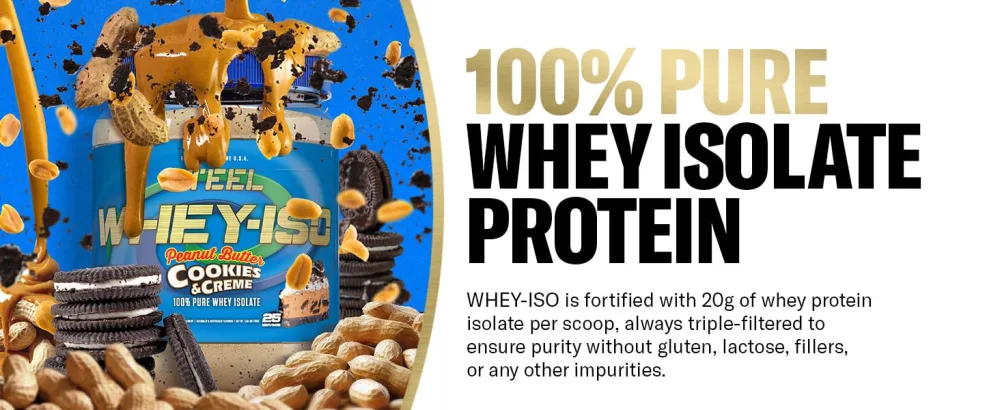 Steel Supplements Whey-ISO | Whey Protein Isolate Powder Peanut Butter Cookies & Creme | 25 Servings (1.71lbs) | Complete Protein Source | BCAA & Essential Amino Acids | Easy Digestion | Low Carb - Whey Protein Isolate Powder