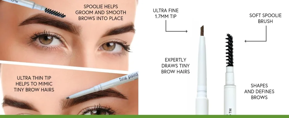Honeybee Gardens Fine Point Brow Pencil Chestnut Long-Lasting Eyebrow Definition Vegan Cruelty-Free Beauty - chesnut