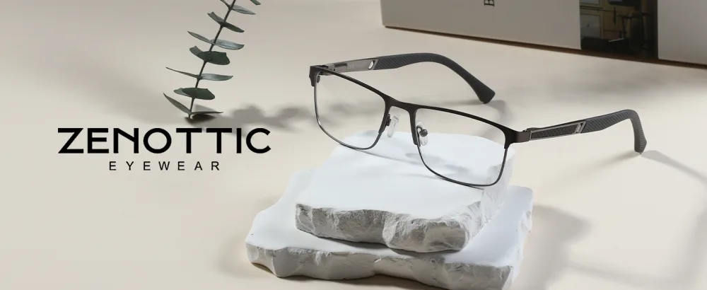 ZENOTTIC Blue Light Reading Glasses for Men Computer Readers Trendy Square Metal Frame Anti Glare Black 2.5 x - reading glasses men
