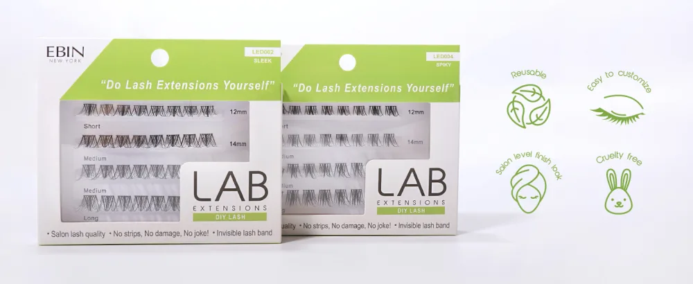 LAB Extensions DIY False Eyelashes - Sleek Style Cluster Lashes in 3 Lengths for Salon-Quality Finished Look Invisible Band Soft & Sleek Easy to Customize Reusable Cruelty Free - DIY lash, lab extension, natural