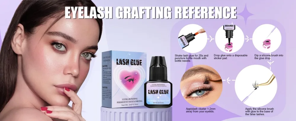 Sensitive Lash Extension Glue Kit-Strong Hold Cluster Lash Glue | 3-4 Weeks Long Lasting | Waterproof & No Irritation | 2-3 Sec Drying time | Black Eyelash Glue for Beginner DIY or Professional (5ml) - lash clusters kit strong lash glue