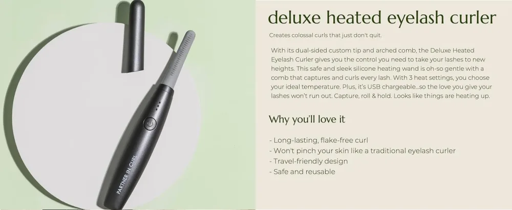 Chella Deluxe Heated Eyelash Curler with USB re-Chargeable Battery - Safe and Gentle Won't Damage Your Eyelashes (USB Re-Chargeable) - deluxe desktop rebrand A+