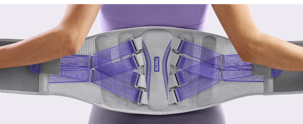 FREETOO Back Brace for Lower Back Pain Women with Bionic Support System Adjustable Knitted Lumbar Support Belt Breathable Mesh Design with Lumbar Pad for Herniated Disc Sciatica Scoliosis - Size Medium (Waist: 31.5" - 39.4") Maximum Level Lumbar Support M - lower back brace