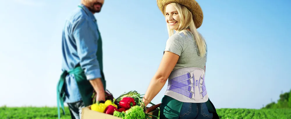 FREETOO Back Brace for Lower Back Pain Women with Bionic Support System Adjustable Knitted Lumbar Support Belt Breathable Mesh Design with Lumbar Pad for Herniated Disc Sciatica Scoliosis - Size Medium (Waist: 31.5" - 39.4") Maximum Level Lumbar Support M - lower back brace