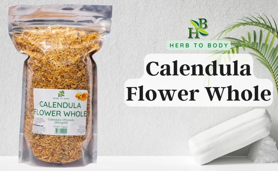 Herb To Body Calendula Flowers Whole | Calendula Officinalis | Wildcrafted | 4oz - product information 1