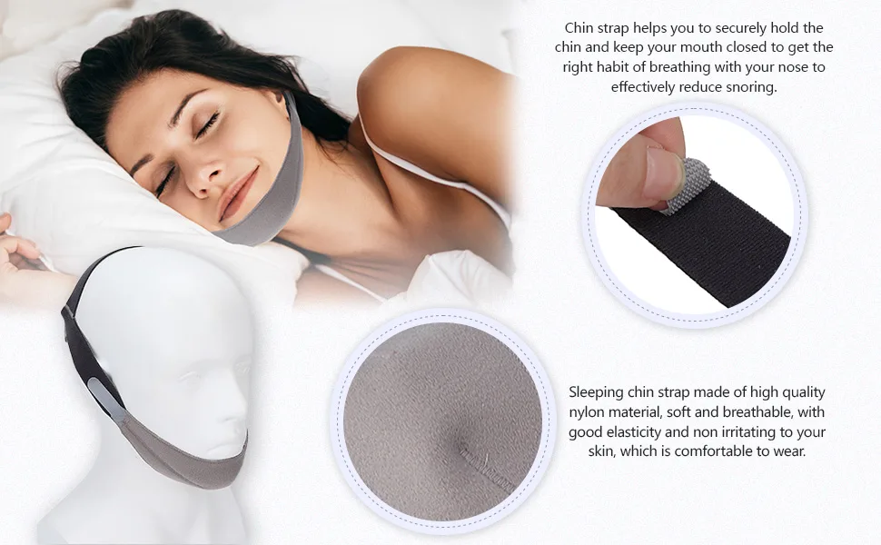 Anti Snoring Chin Strap Chin Strap for CPAP Users Adjustable and Breathable Chin Strap Effective Reduce Snoring for Men and Women - breathing belt