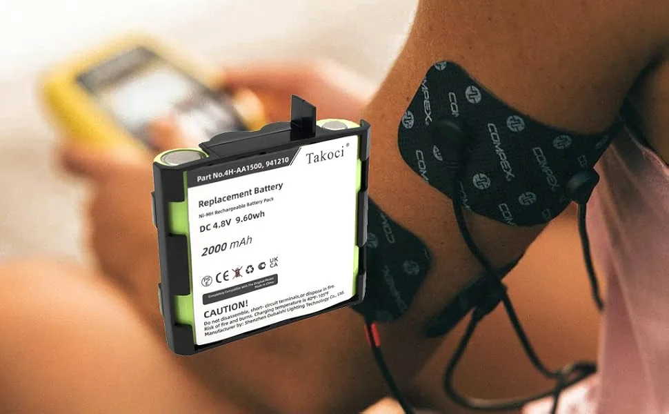 Replacement Battery for Compex 4H-AA1500 Compatible with Sport Elite Elite 2.0 Performance Performance 2.0 and Edge Edge 2.0 Compex Ni-MH 4H-AA1500 Battery 4.8V 2000mAh - Battery Protection