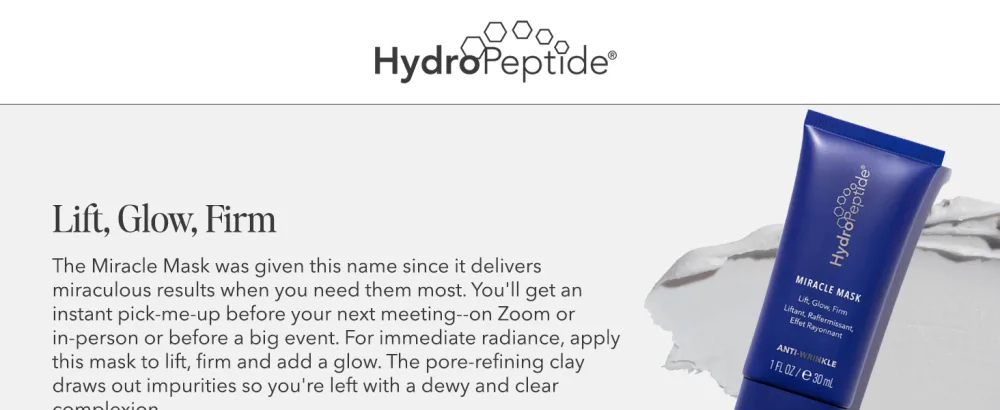 HydroPeptide Miracle Mask Peptide Treatment to Lift Glow & Firm 0.5 Ounce - Hydropeptide Power Lift