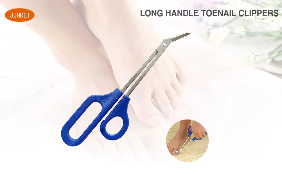 8 Inch Long Handle Toenail Scissors for Thick Nails & Easy Reach Long Handled Toe Nail Clippers for Seniors Women Men - long handle toenail clippers