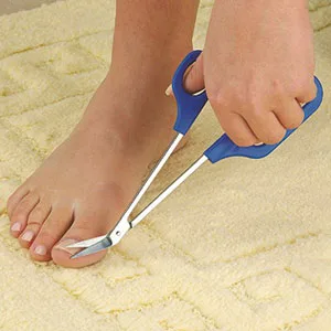 Long Handled Toenail Scissors & Easy Reach Long Handle Clippers for Thick Toe Nail with Glass Nail File Blue - toenail clippers