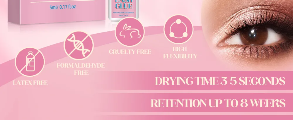 Lash Extension Glue Professional Lash Glue Extra Strong Fast Drying 8 Weeks Retention Black Adhesive for Semi Permanent Extensions Professional Use 5ml - eyelashes glue