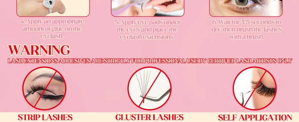 Lash Extension Glue Professional Lash Glue Extra Strong Fast Drying 8 Weeks Retention Black Adhesive for Semi Permanent Extensions Professional Use 5ml - sensitive lash glue