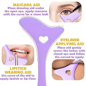 Stencil Silicone Mascara Lipstick Drawing Aid Makeup Applicator Tool Stencils Quick Eye Makeup Tool for Eyes Makeup() Purple - product information 2