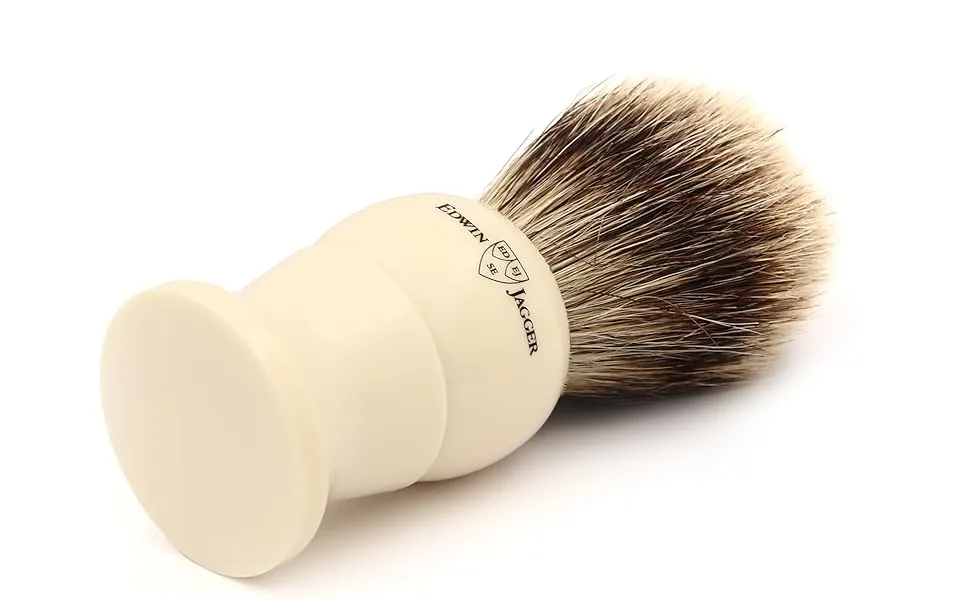 Edwin Jagger 1EJ287 Medium Super Badger Shaving Brush Imitation Ivory for use with Shaving Cream or Soap for Men - Edwin Jagger 1EJ287 Medium Super Badger Shaving Brush, Imitation Ivory